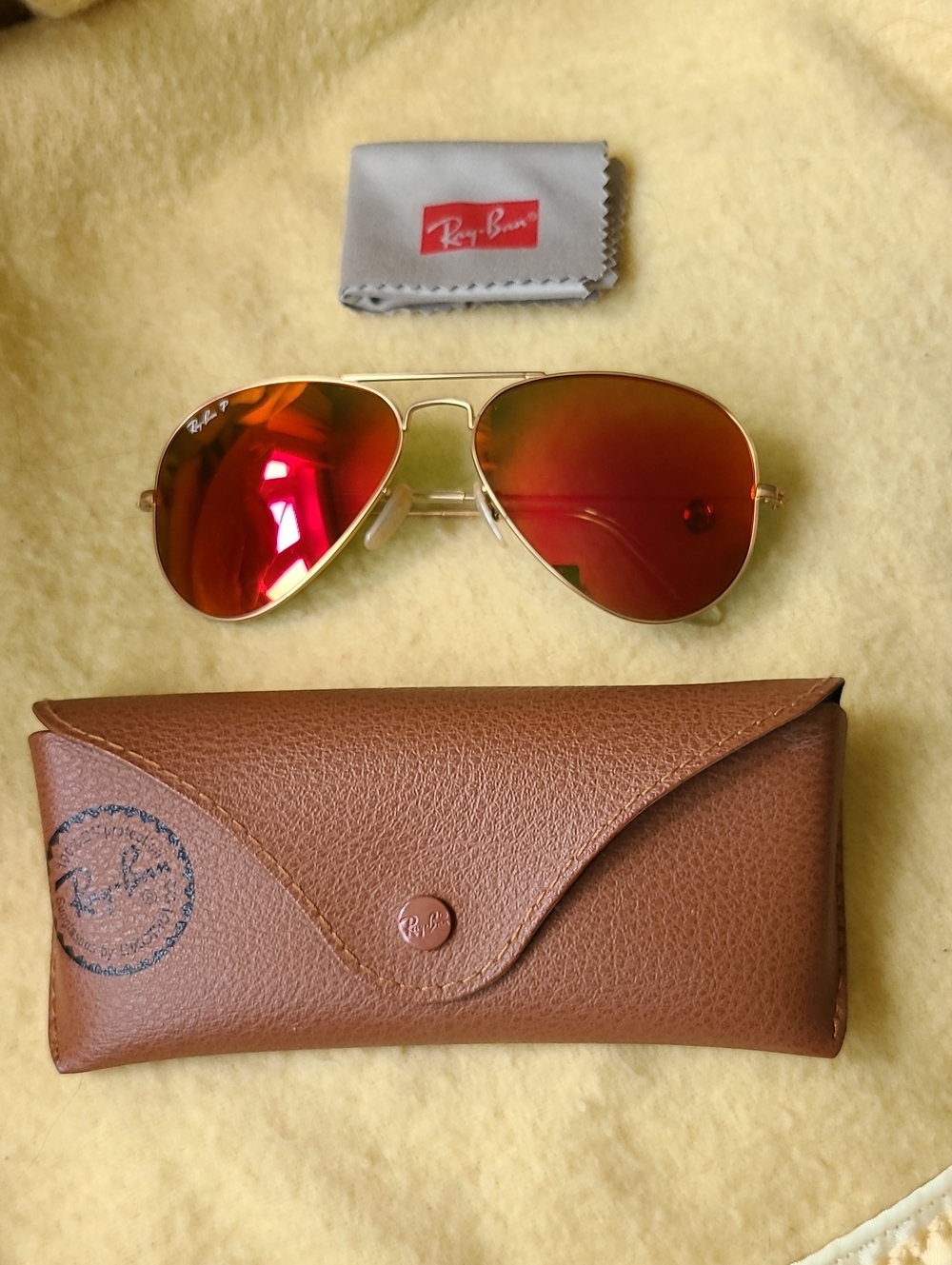 Aviator Red Mirror Sunglasses. RB 3025. Large Metal. 112 4D. 58014 3P. Polarized